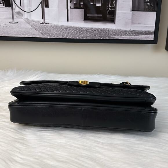 BALLY Quilted Chain Shoulder Bag Leather Black Gold Authentic - Picture 7 of 16